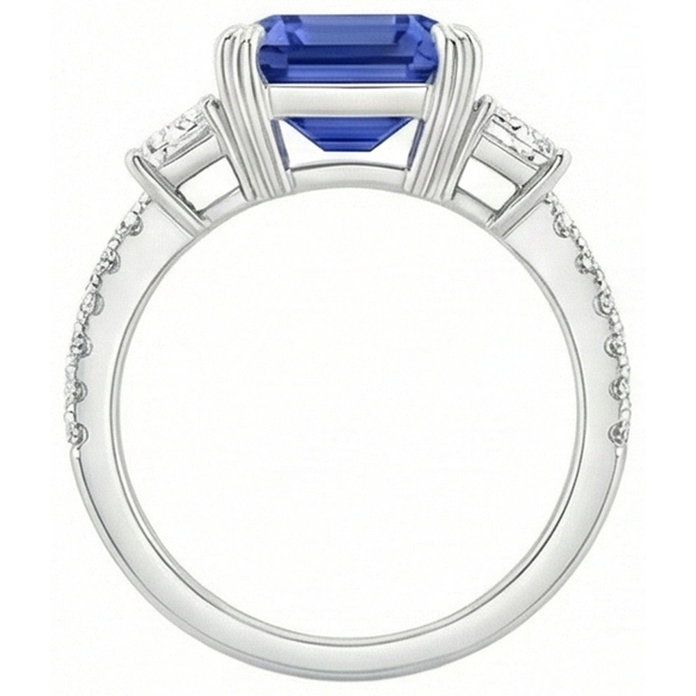 lab grown emerald sapphire 11.50ct ring on white background