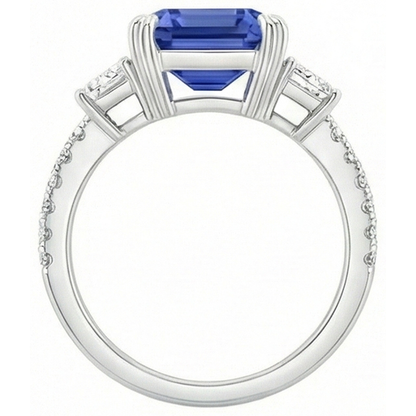 lab grown emerald sapphire 11.50ct ring on white background