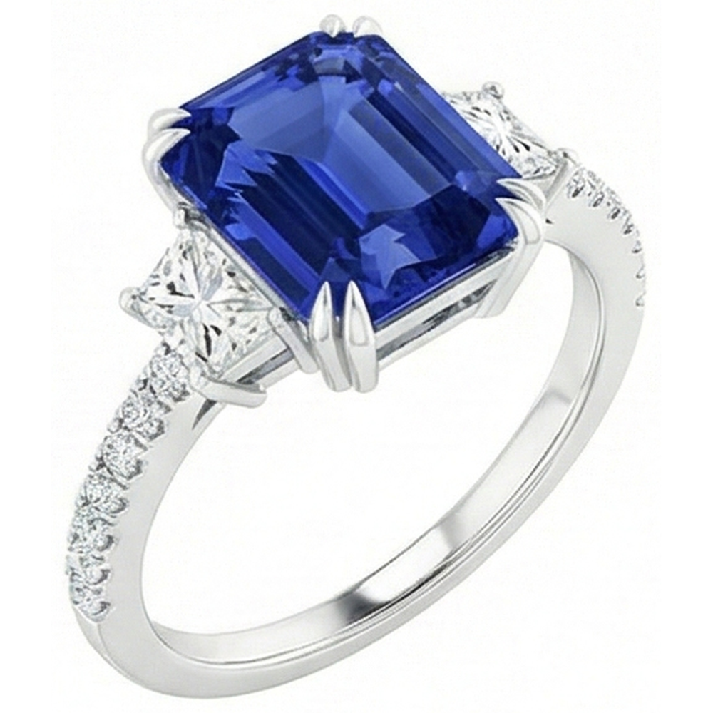 lab grown emerald sapphire 11.50ct ring close up detail