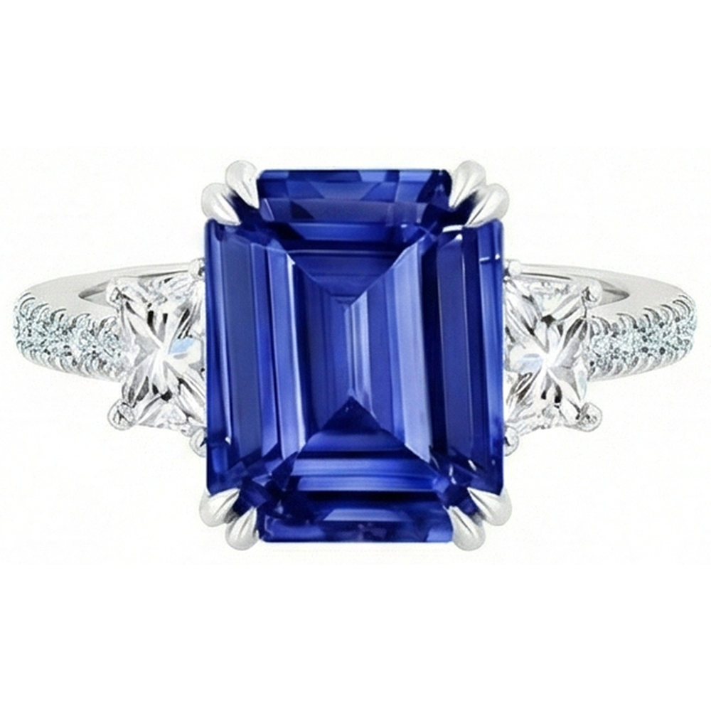 lab grown emerald sapphire 11.50ct ring side angle