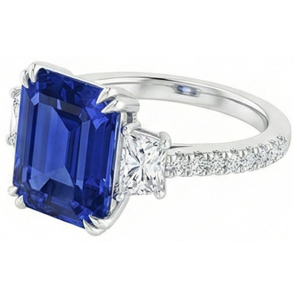 lab grown emerald sapphire 11.50ct ring top view
