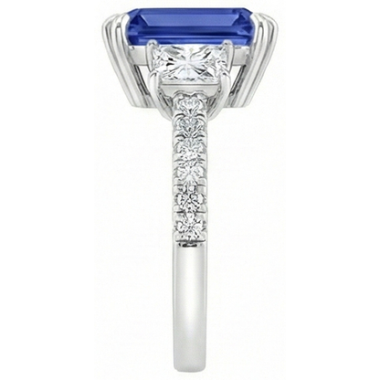 lab grown emerald sapphire 11.50ct ring profile view