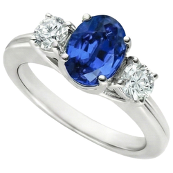 Natural Sapphire Ring 3ct - White Gold 14K