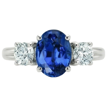 natural round sapphire 3ct ring side angle