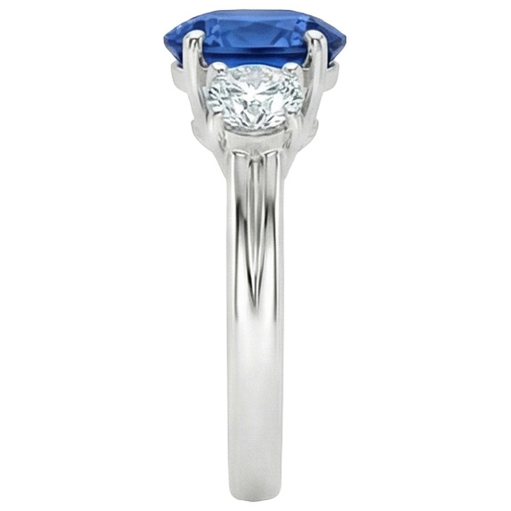 natural round sapphire 3ct ring profile view