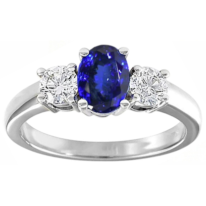 3 Stone Tanzanite And Natural Earth Mined Diamonds 5.50 Carats Wedding Ring Gold 14K