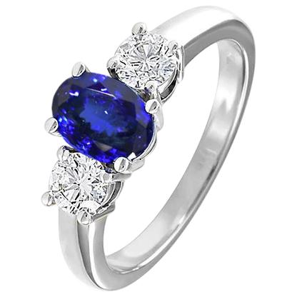3 Stone Tanzanite And Natural Earth Mined Diamonds 5.50 Carats Wedding Ring Gold 14K