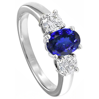 3 Stone Tanzanite And Natural Earth Mined Diamonds 5.50 Carats Wedding Ring Gold 14K