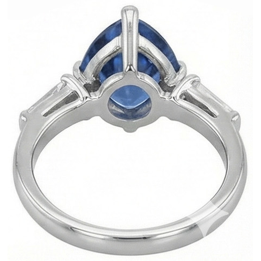 natural trillion sapphire 4.50ct ring side angle