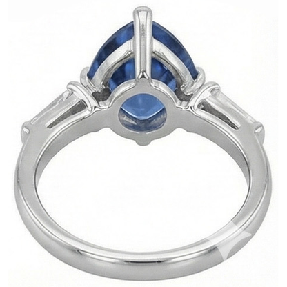 natural trillion sapphire 4.50ct ring side angle