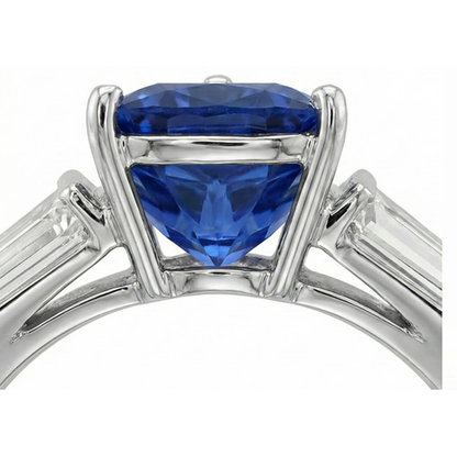natural trillion sapphire 4.50ct ring top view