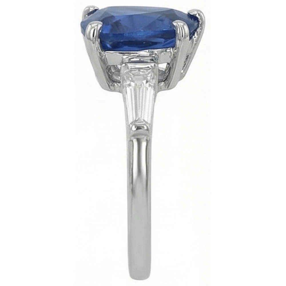 natural trillion sapphire 4.50ct ring with diamond accents