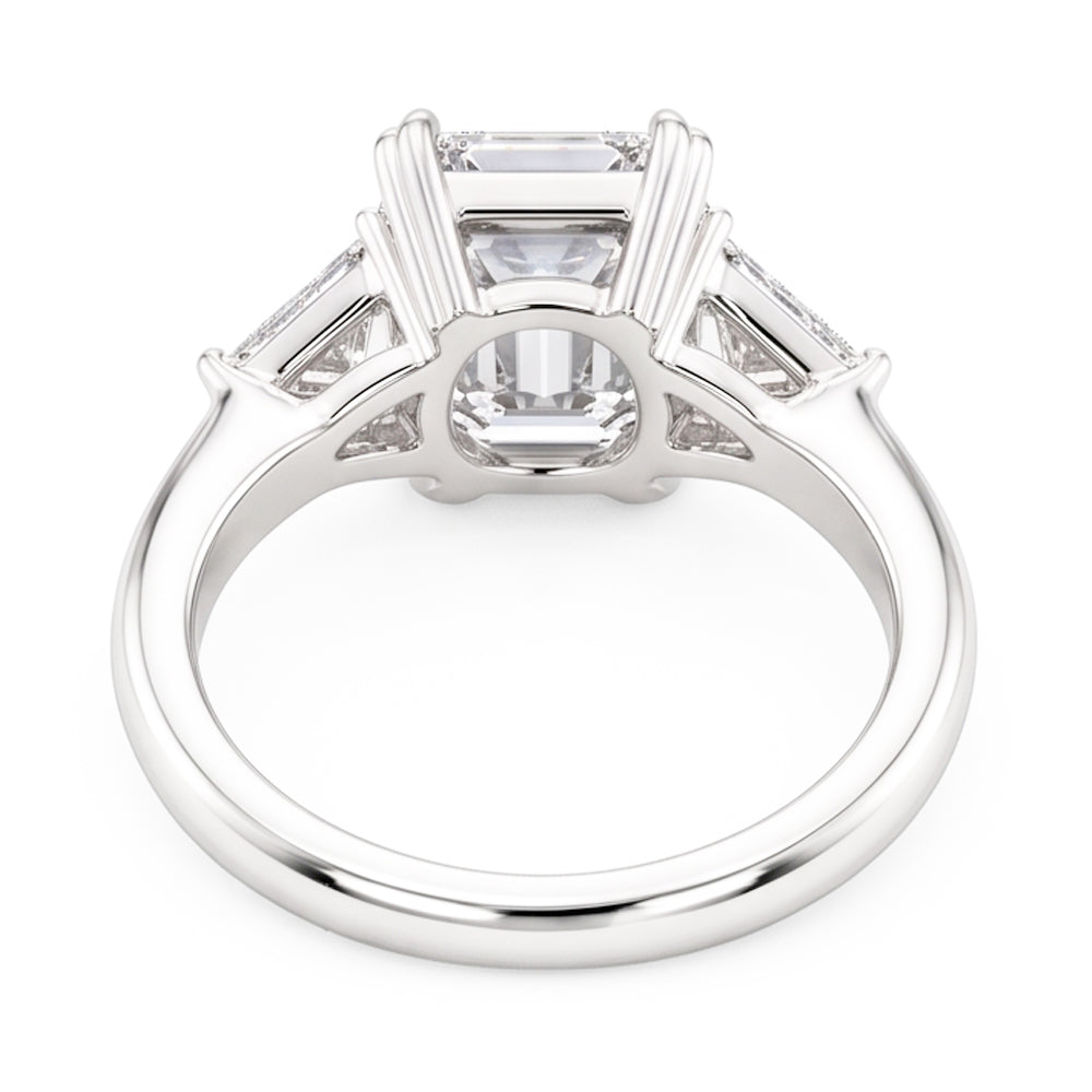 3 Stone Trillion & Emerald Natural Real Diamond ( Not Lab Grown ) Ring Double Prong Set 7.25 Carats