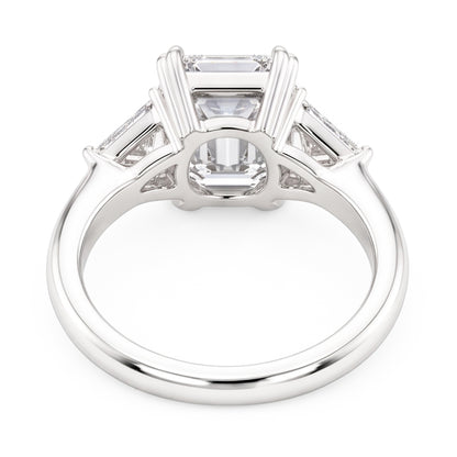3 Stone Trillion & Emerald Natural Real Diamond ( Not Lab Grown ) Ring Double Prong Set 7.25 Carats