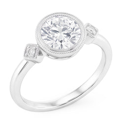 3 Stone Unique Engagement Ring Natural Diamond