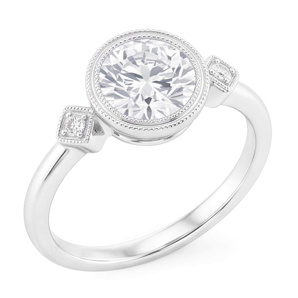3 Stone Unique Engagement Ring Natural Diamond