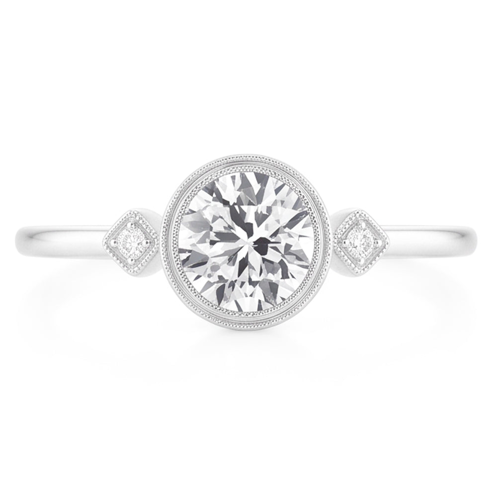 3 Stone Unique Engagement Ring Natural Diamond