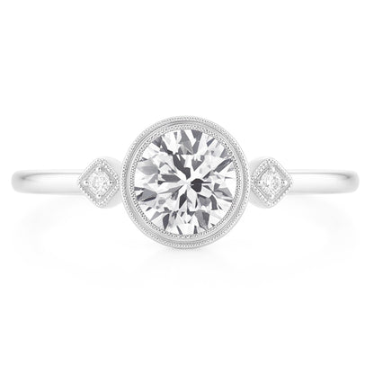 3 Stone Unique Engagement Ring Natural Diamond