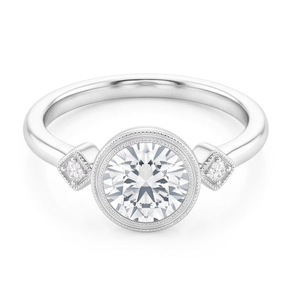3 Stone Unique Engagement Ring Natural Diamond