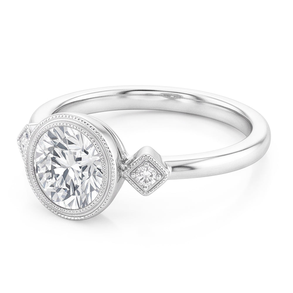 3 Stone Unique Engagement Ring Natural Diamond