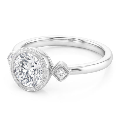 3 Stone Unique Engagement Ring Natural Diamond