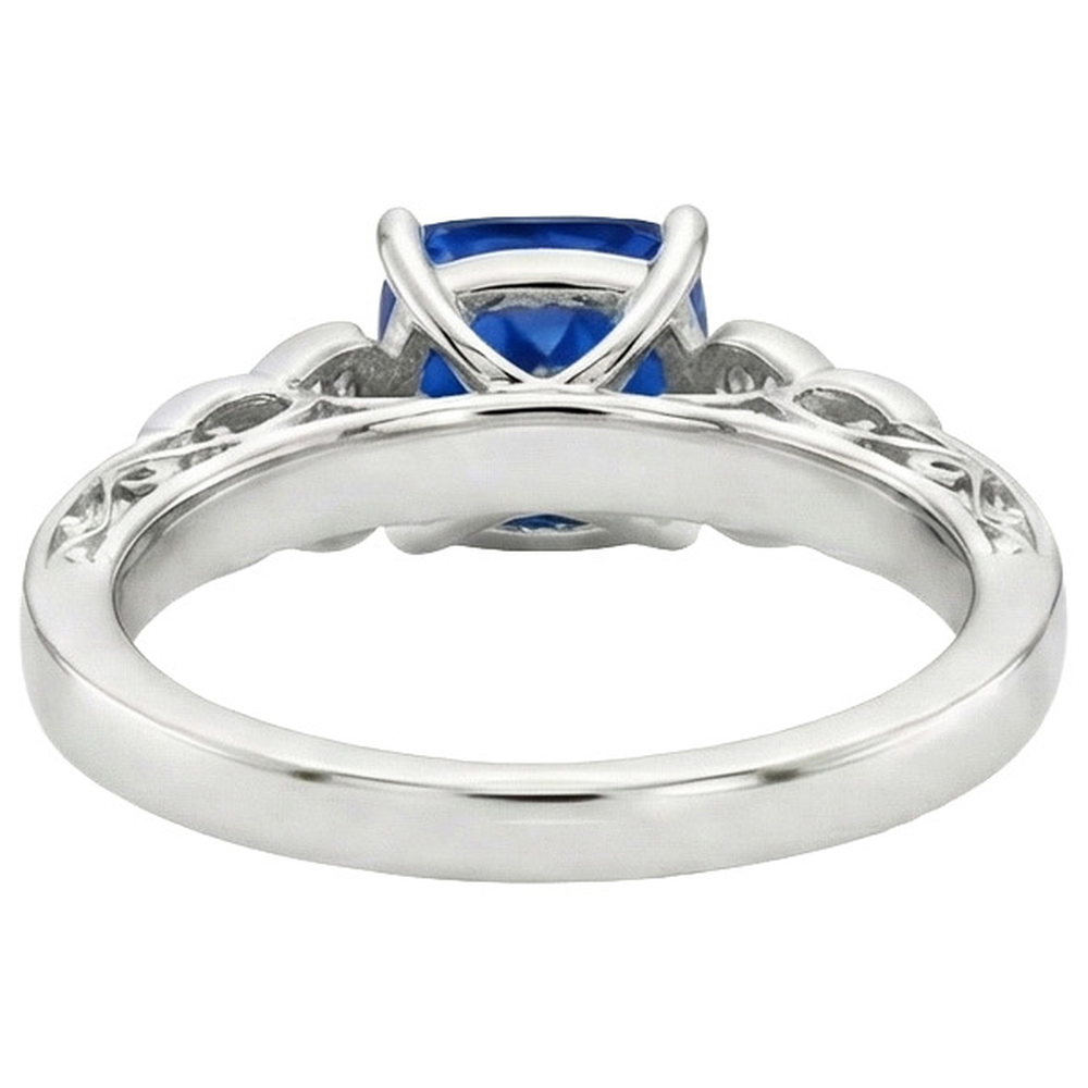 3 Stone Vintage Style Blue Sapphire Ring Round Natural Earth Mined Diamonds 2.50 Carats