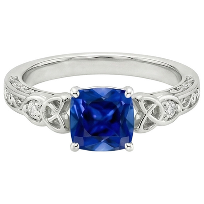 3 Stone Vintage Style Blue Sapphire Ring Round Natural Earth Mined Diamonds 2.50 Carats