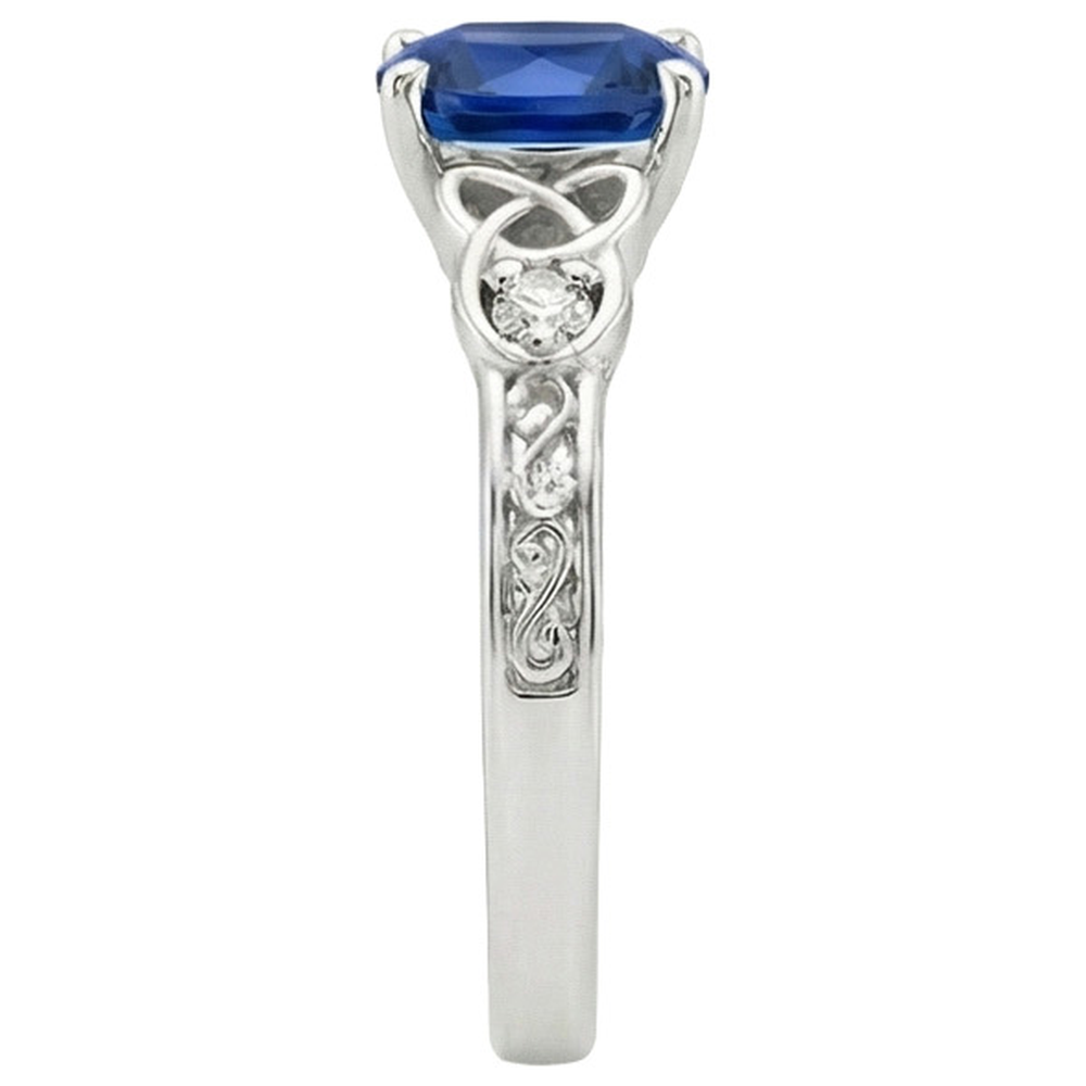 3 Stone Vintage Style Blue Sapphire Ring Round Natural Earth Mined Diamonds 2.50 Carats