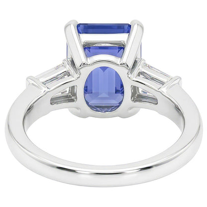 3 Stone Wedding Ring Emerald Sapphire & Baguette Natural Earth Mined Diamonds 2.50 Carats
