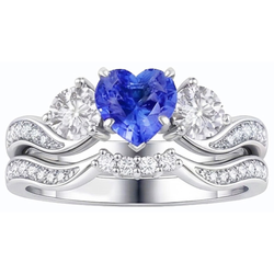 Natural Sapphire Ring 3ct - White Gold 14K