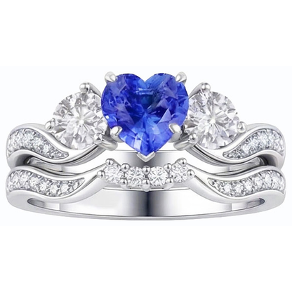 natural round sapphire 3ct ring front view