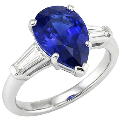 natural pear sapphire 4.50ct ring side angle