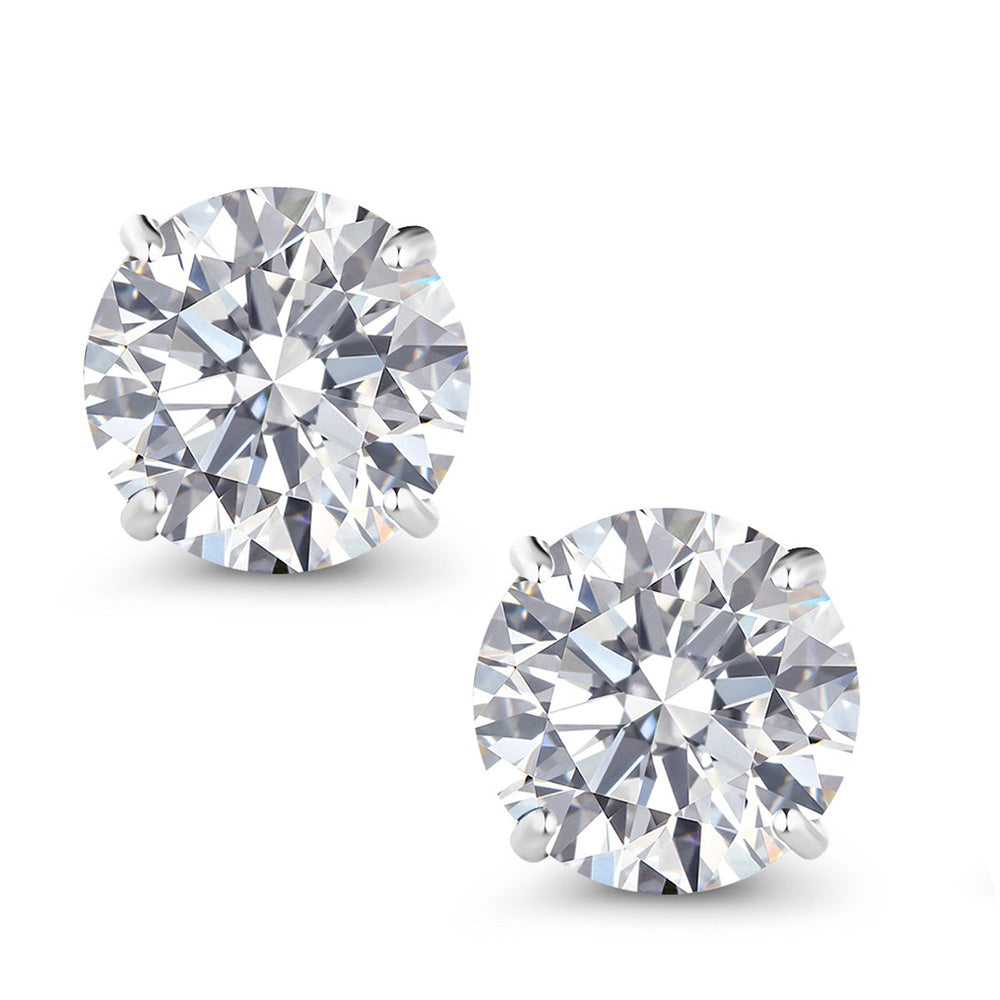 3.10 Carats Round Lab Grown Diamond Women Studs Earrings White Gold 14K