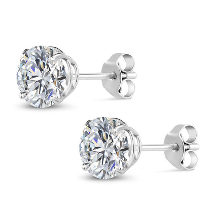 3.10 Carats Round Lab Grown Diamond Women Studs Earrings White Gold 14K