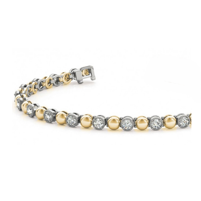 3.15 Carats Sparkling Brilliant Cut Lab Grown Diamonds Bracelet Gold