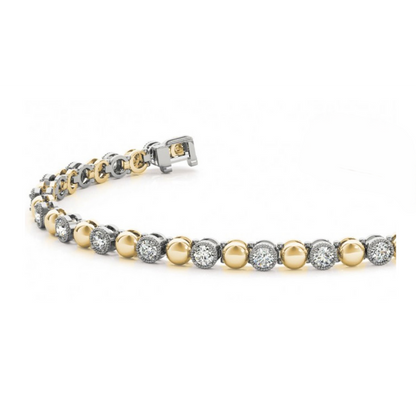 3.15 Carats Sparkling Brilliant Cut Lab Grown Diamonds Bracelet Gold