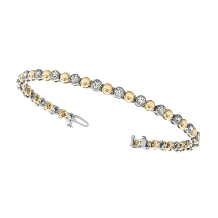 3.15 Carats Sparkling Brilliant Cut Lab Grown Diamonds Bracelet Gold