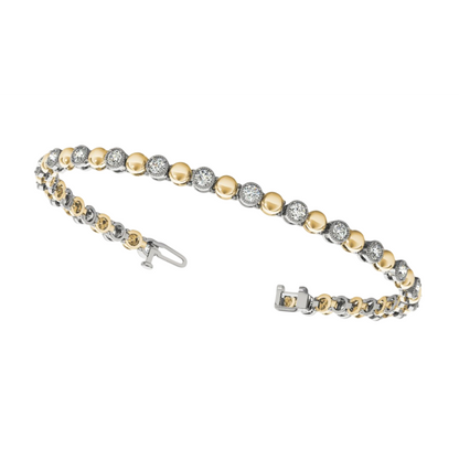 3.15 Carats Sparkling Brilliant Cut Lab Grown Diamonds Bracelet Gold