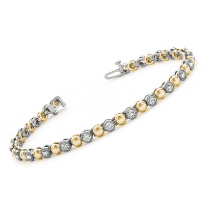 3.15 Carats Sparkling Brilliant Cut Lab Grown Diamonds Bracelet Gold