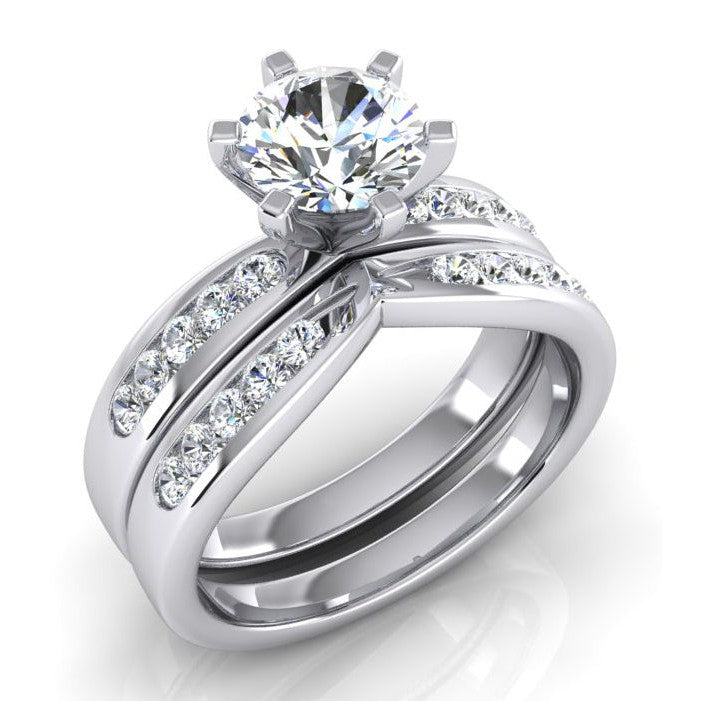 3.25 Carat Diamond Engagement Ring Set White Gold 14K