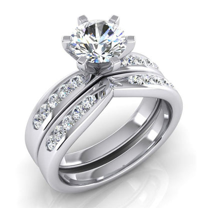 3.25 Carat Diamond Engagement Ring Set White Gold 14K
