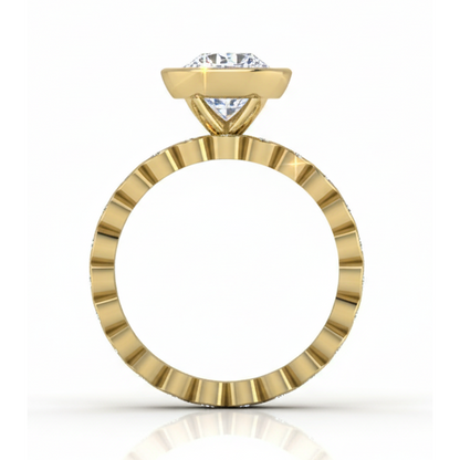 3.25 Ct. Natural Diamond Bezel Solitaire Ring With Matching Bezel Band