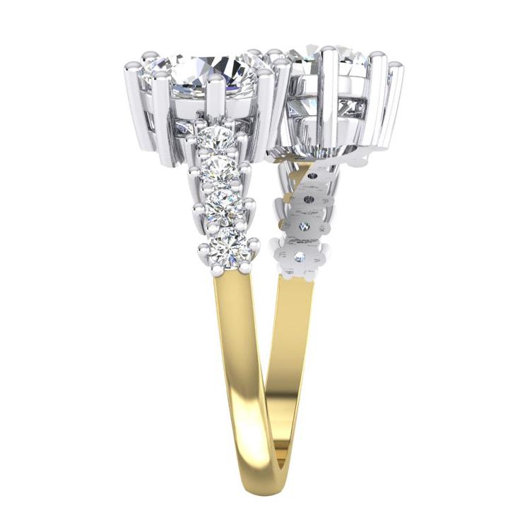 3.30 Ct. Round Cut Two-Stone Diamond Ring in White Gold 14K