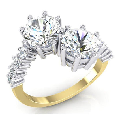 3.30 Ct. Round Cut Two-Stone Diamond Ring in White Gold 14K