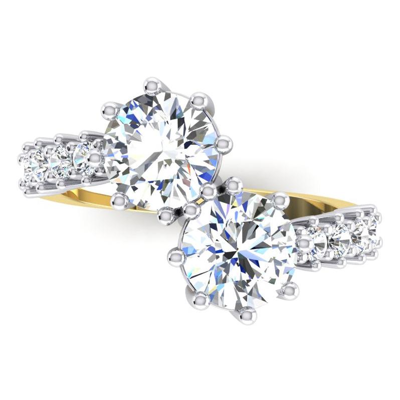 3.30 Ct. Round Cut Two-Stone Diamond Ring in White Gold 14K