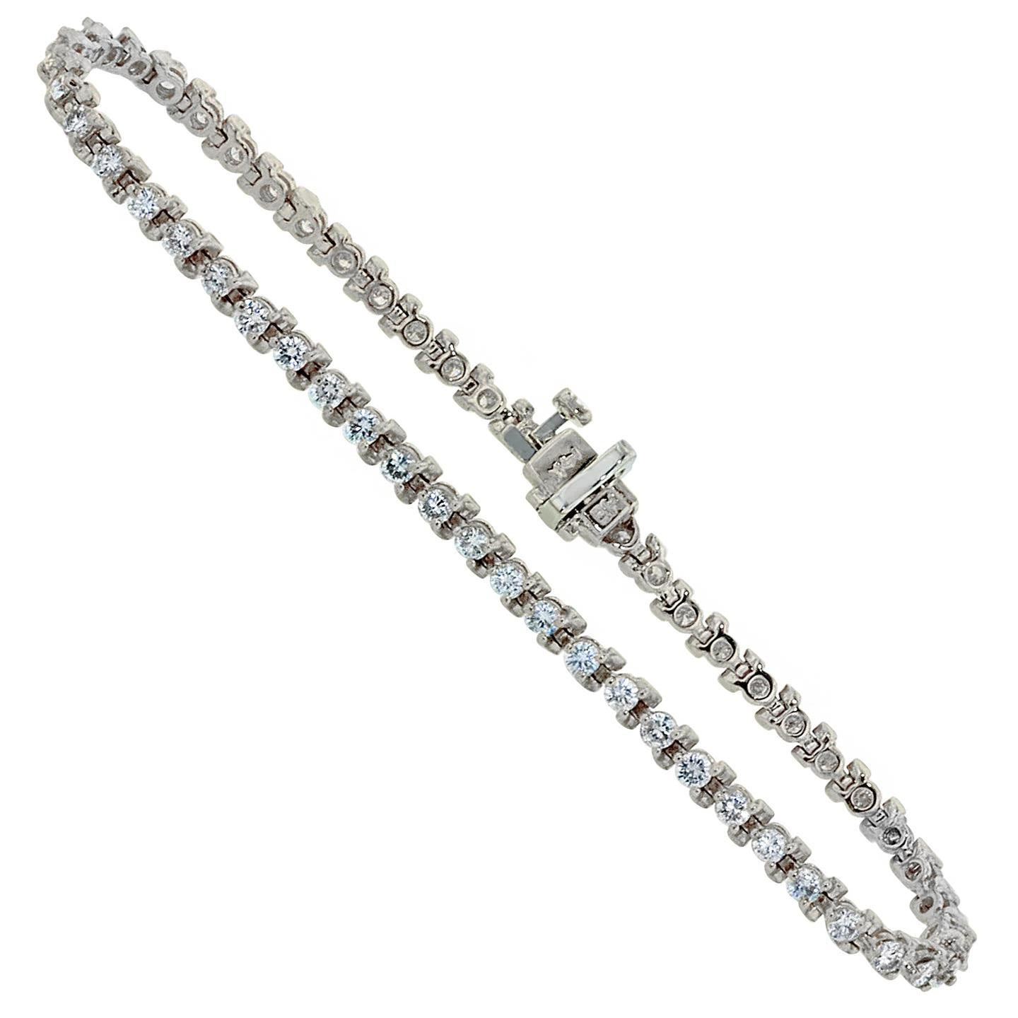 3.30 Carats Brilliant Cut Small Lab Grown Diamonds Tennis Bracelet WG 10K