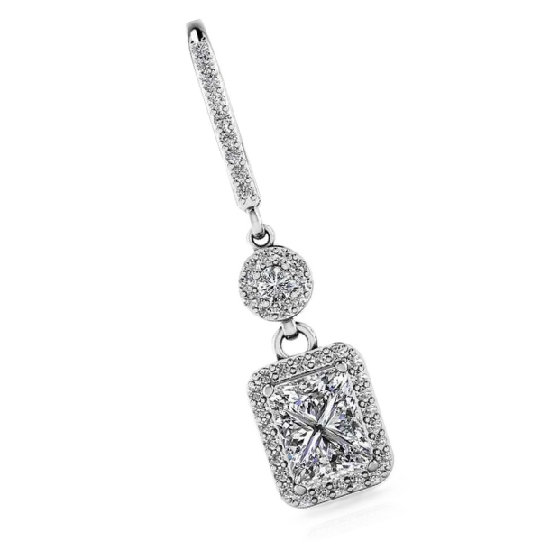 3.44 Ct Natural Diamonds White Gold Love Spell Drop Pendant Necklace