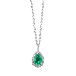 3.45 Cts. Green Emerald And Natural Earth Mined Diamonds Gemstone Pendant Necklace With Chain