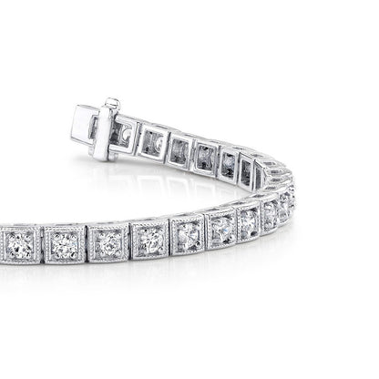 3.50 Carats Round Lab Grown Diamond Tennis Bracelet 35 Stones White Gold 10K