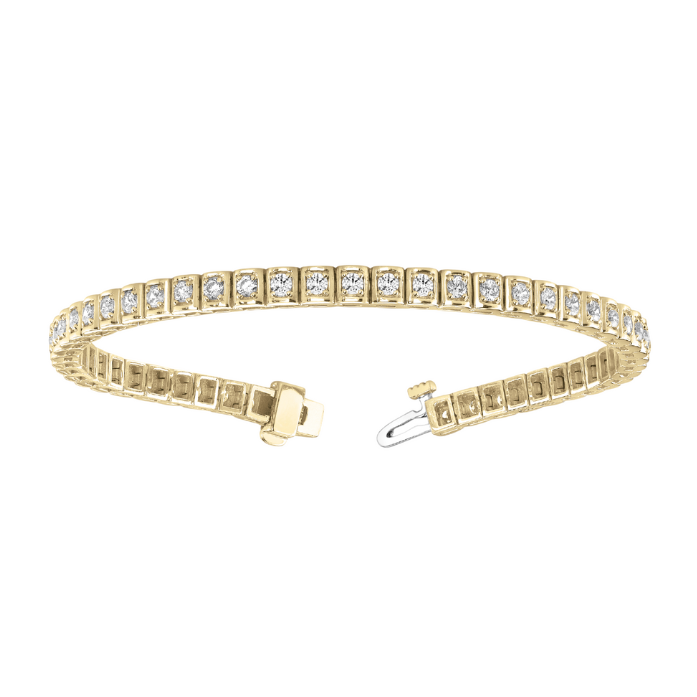 3.50 Carats Round Real Natural Earth Mined Diamond Tennis Bracelet Yellow Gold 14K